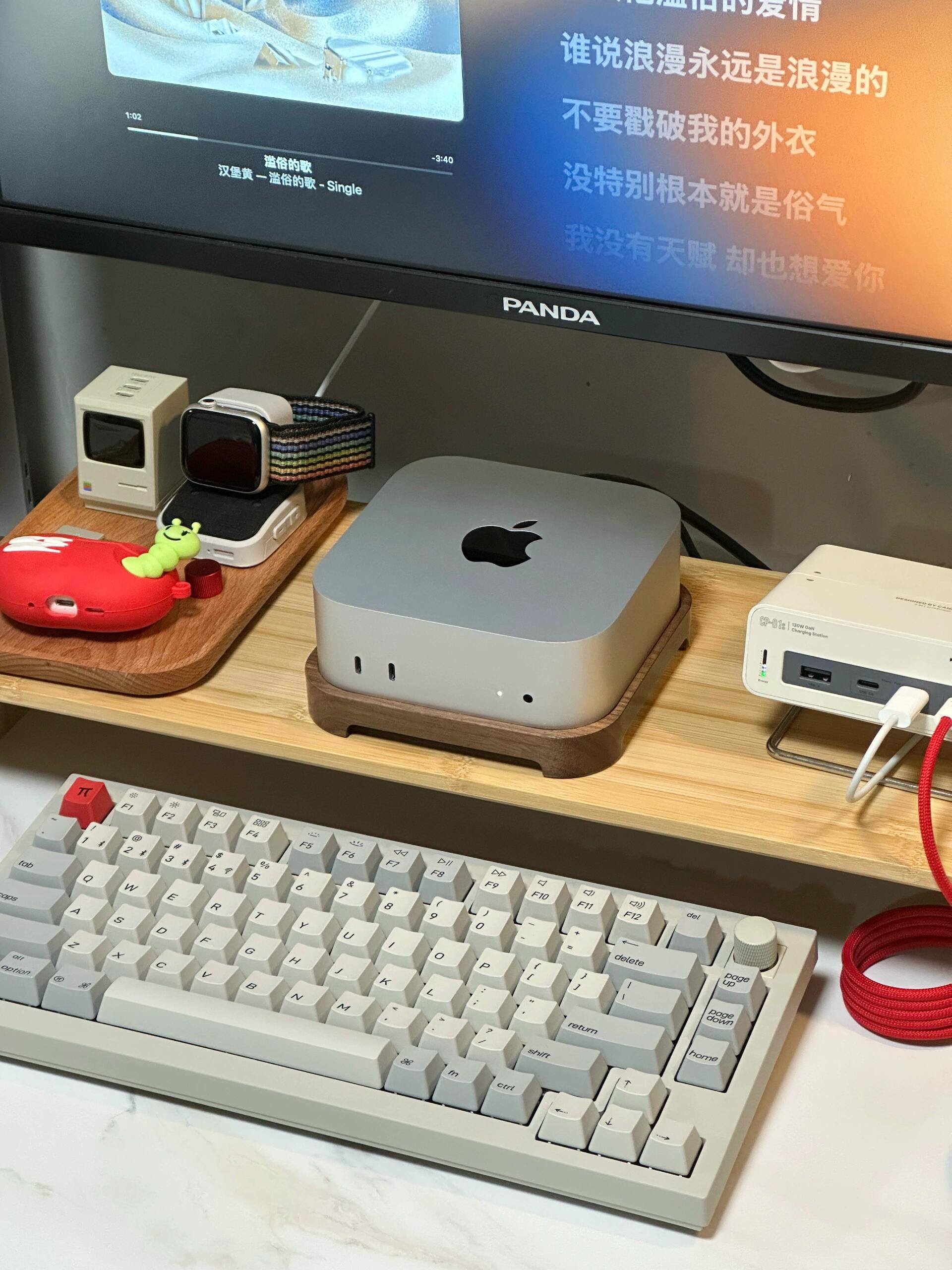 Complete Mac mini M4 Desktop Setup with Walnut Wood Second Generation Stand