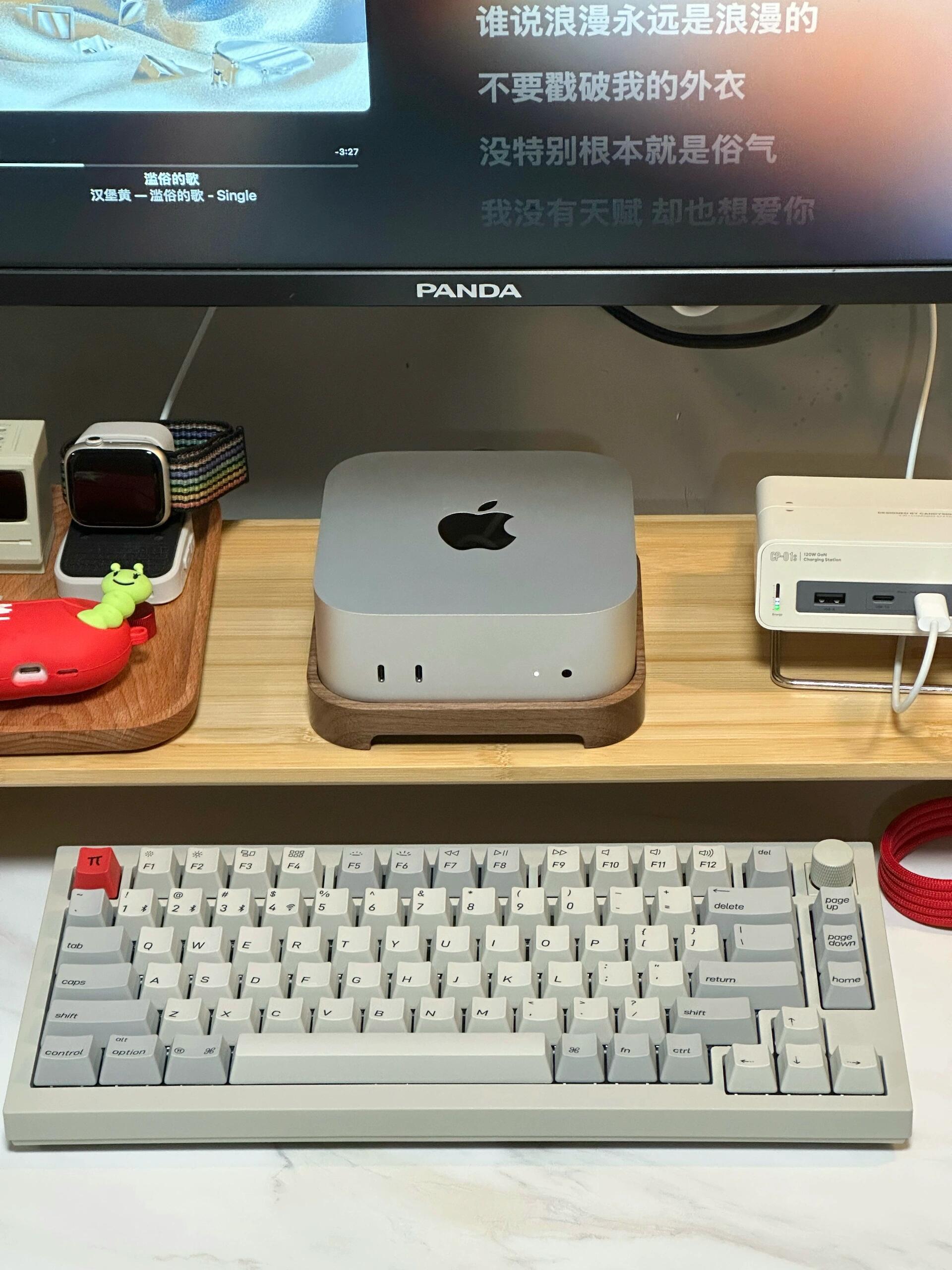 Complete Mac mini M4 Desktop Setup with Walnut Wood Second Generation Stand